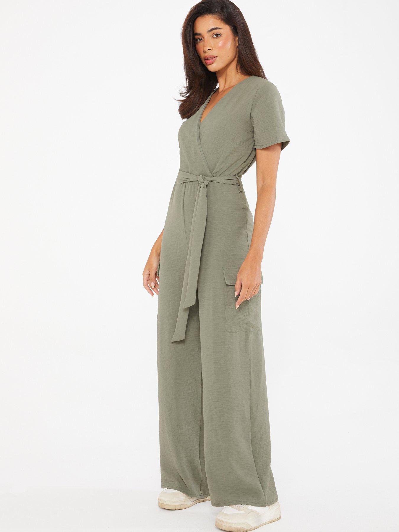 Khaki cheap wrap jumpsuit