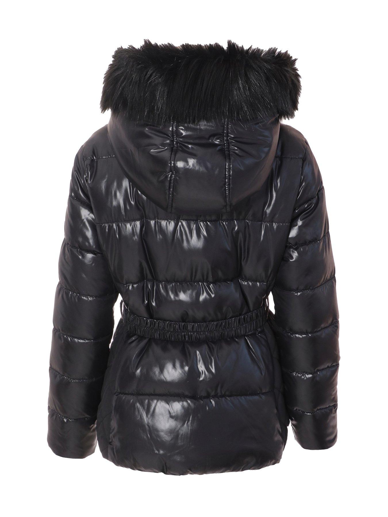 Quiz faux fur jacket black hotsell