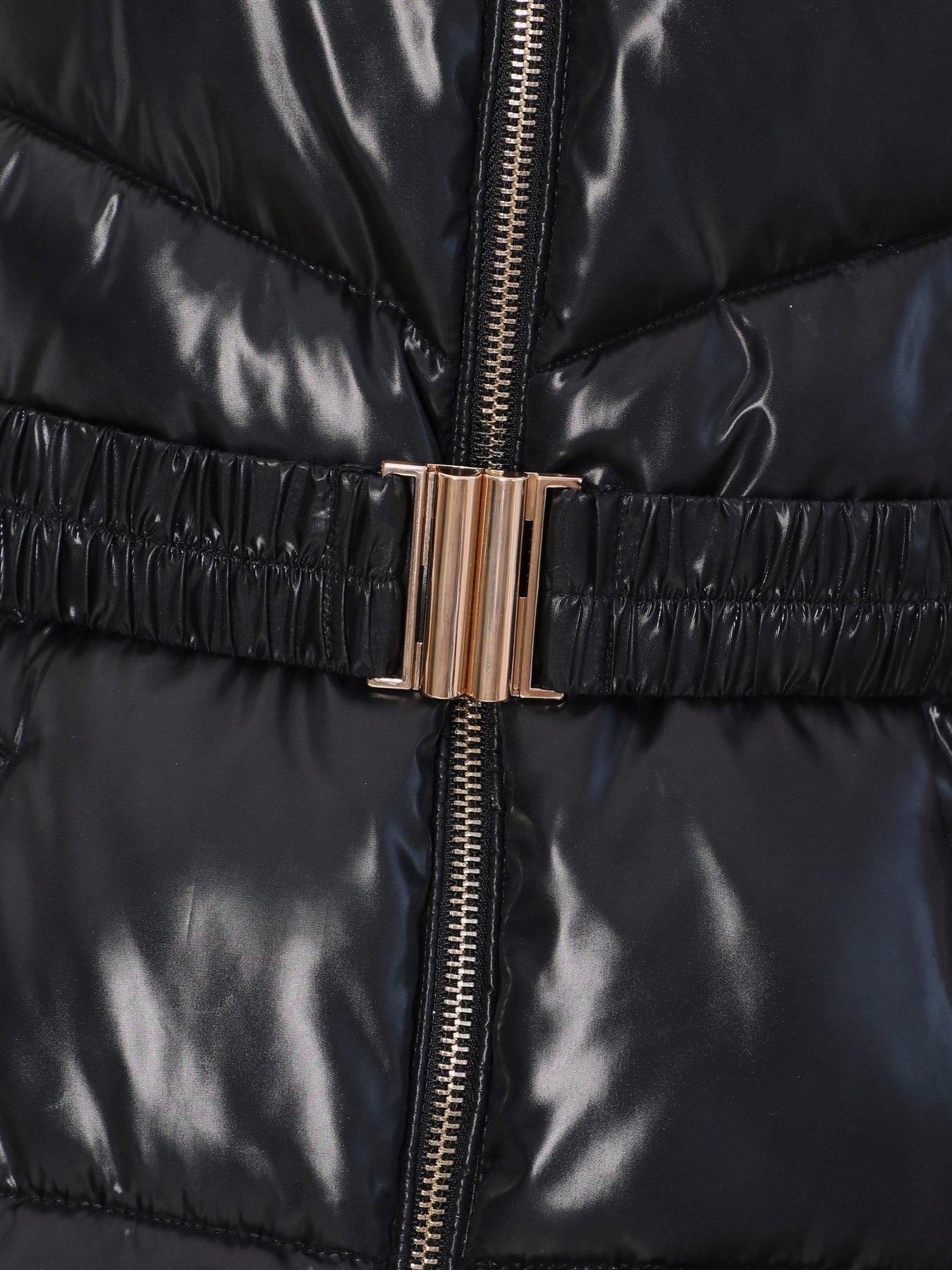 Image 6 of 6 of Quiz Black Shiny Faux Fur Hood