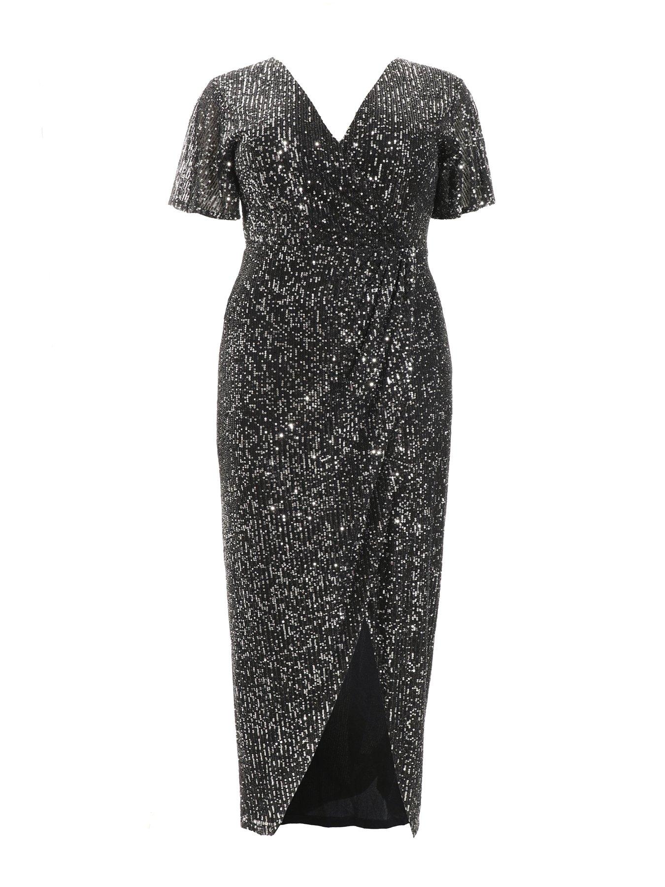Dresses Sale Black Sequin Dress Quiz Curve Black Dress Quiz Curve Curve  Black Sequin Wrap Maxi Dress Very