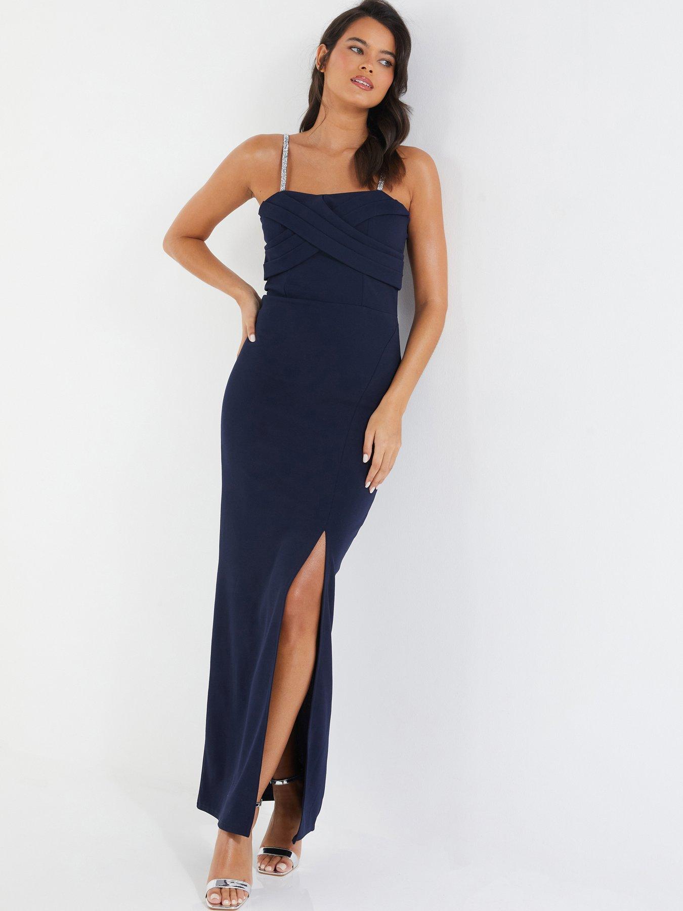 chinese dress ladies Long Sleeve Lace Pencil Dress in Azure Blue  RUMOUR LONDON