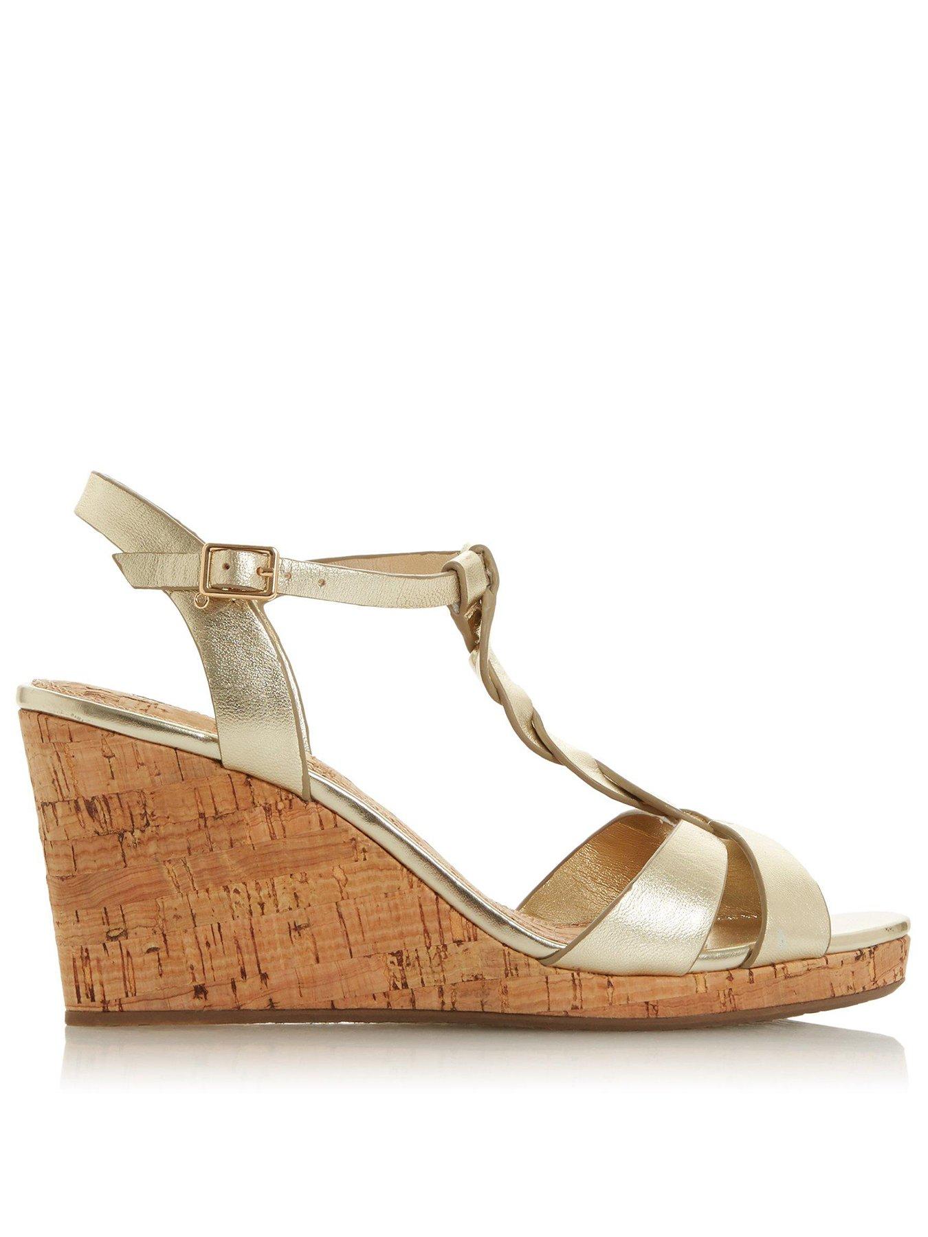 dune-london-koala-gold-plait-t-bar-strap-cork-wedge-heel