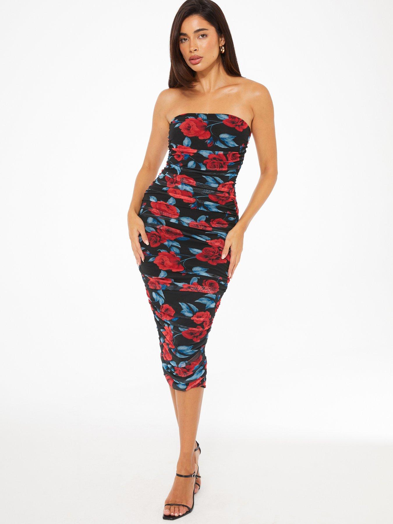 Lorelle Floral Mesh Bodycon Midi Dress main image 1