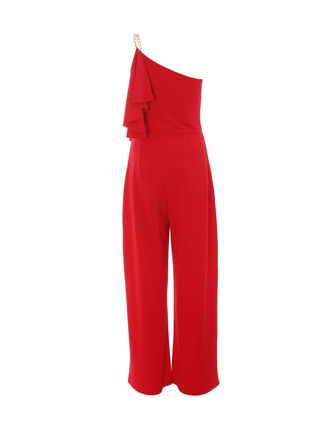 13666 Red Frill Detail Jumpsuit main image 1