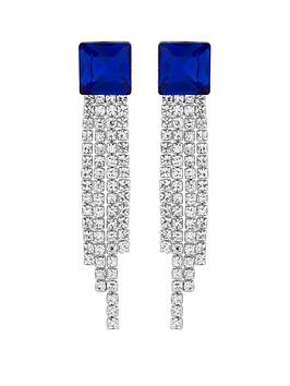 jon richard silver plated blue cubic zirconia drop earrings, silver, women