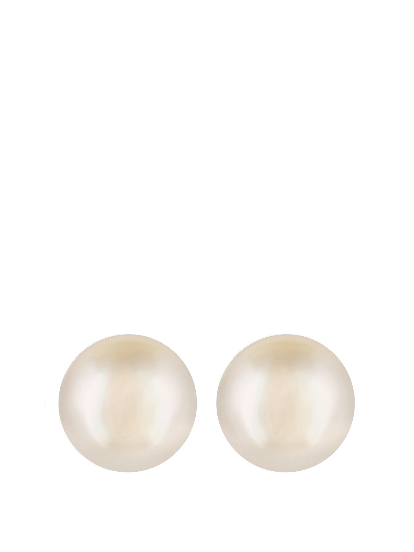 Product photograph of Jon Richard Silver Plated 14mm Cream Pearl Bouton Stud Earrings from very.co.uk