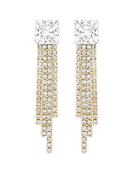 jon richard gold plated cubic zirconia square crystal drop earrings, gold, women