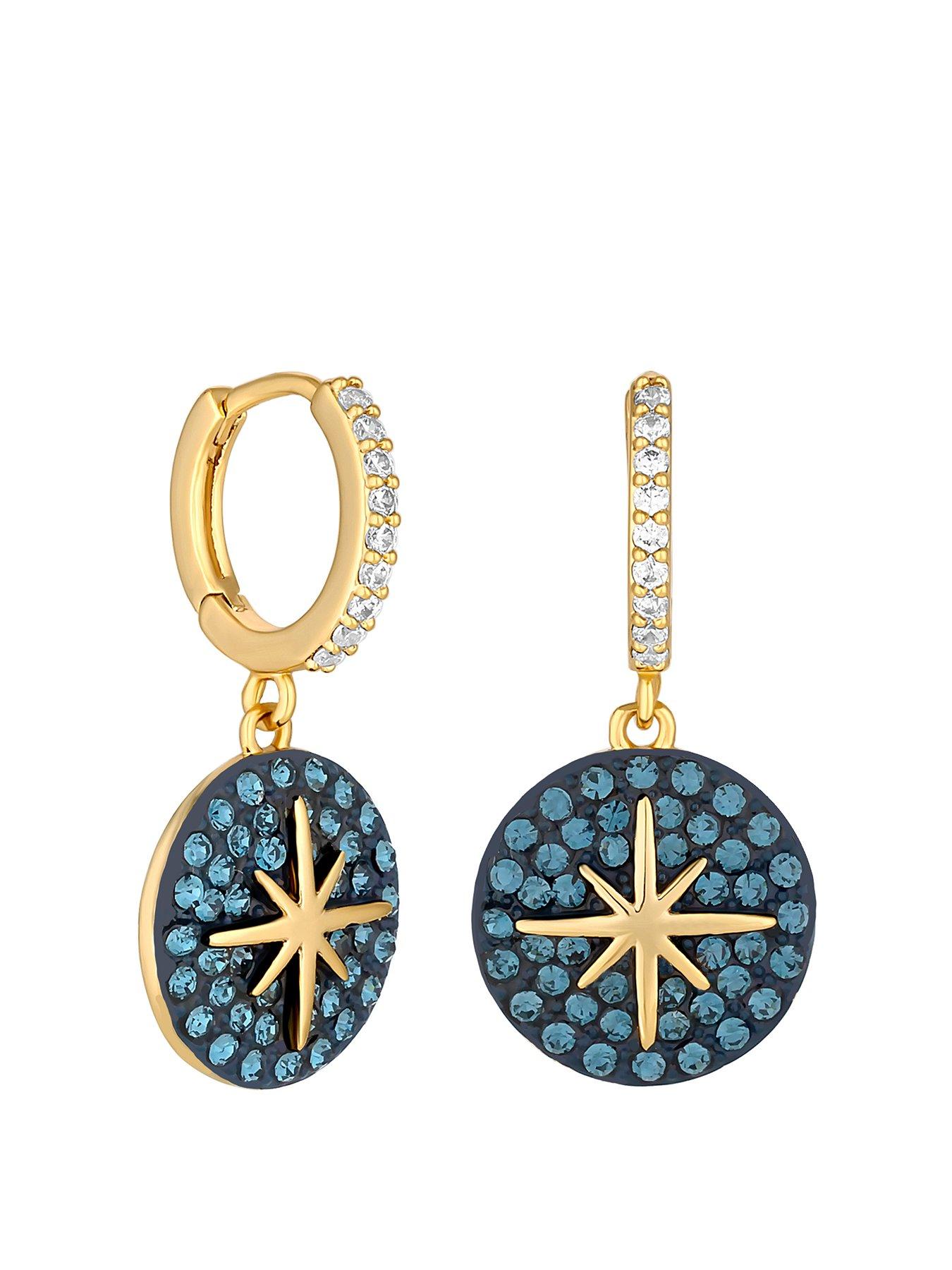 Product photograph of Jon Richard Gold Plated Blue Star Disk Earrings from very.co.uk