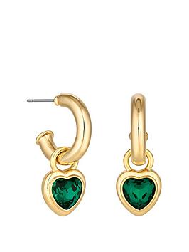 jon richard gold plated emerald heart drop earrings