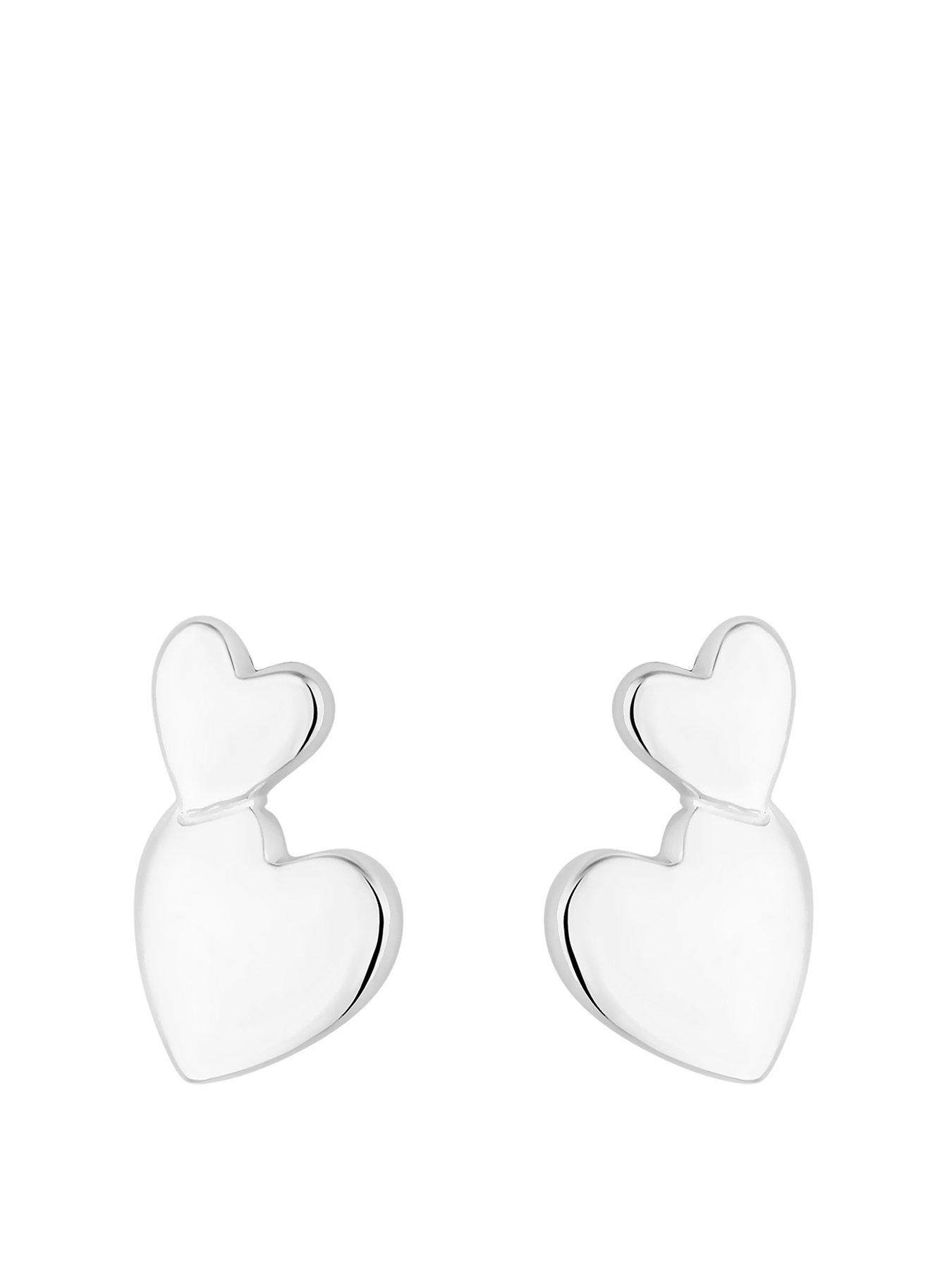 Product photograph of Simply Silver Sterling Silver 925 Mini Double Heart Stud Earrings from very.co.uk
