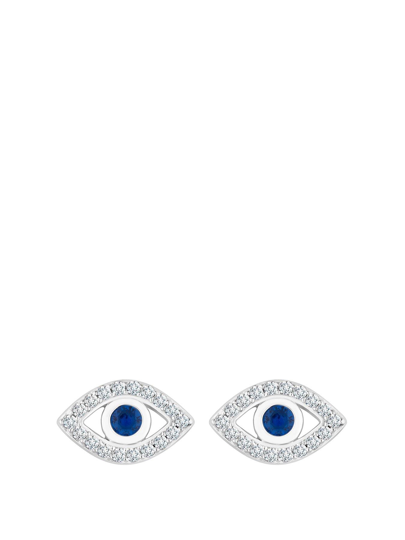 Product photograph of Simply Silver Sterling Silver 925 Evil Eye Stud Earrings from very.co.uk