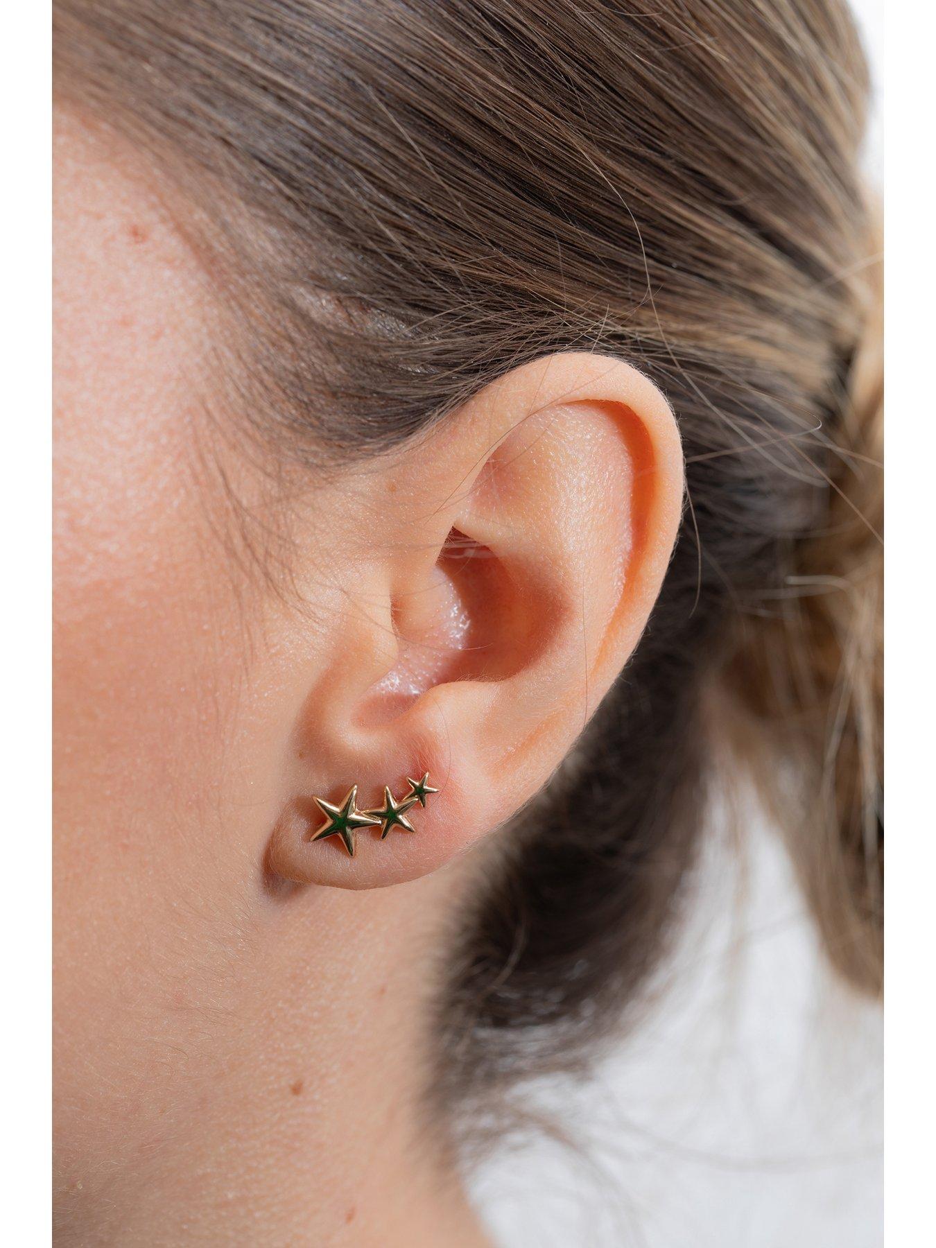 Silver star sale climber earrings