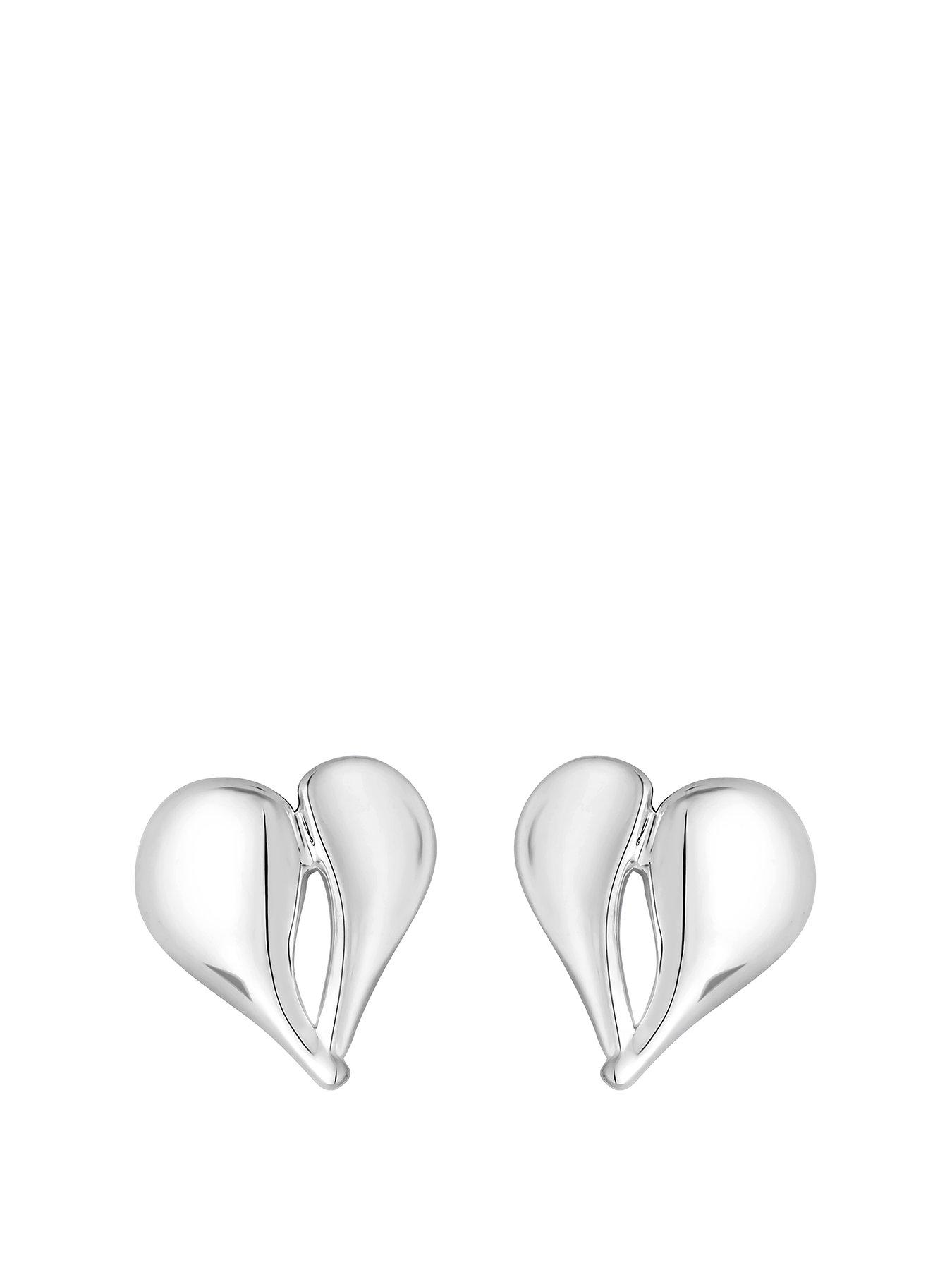 Product photograph of Simply Silver Sterling Silver 925 Polished Heart Stud Earrings from very.co.uk