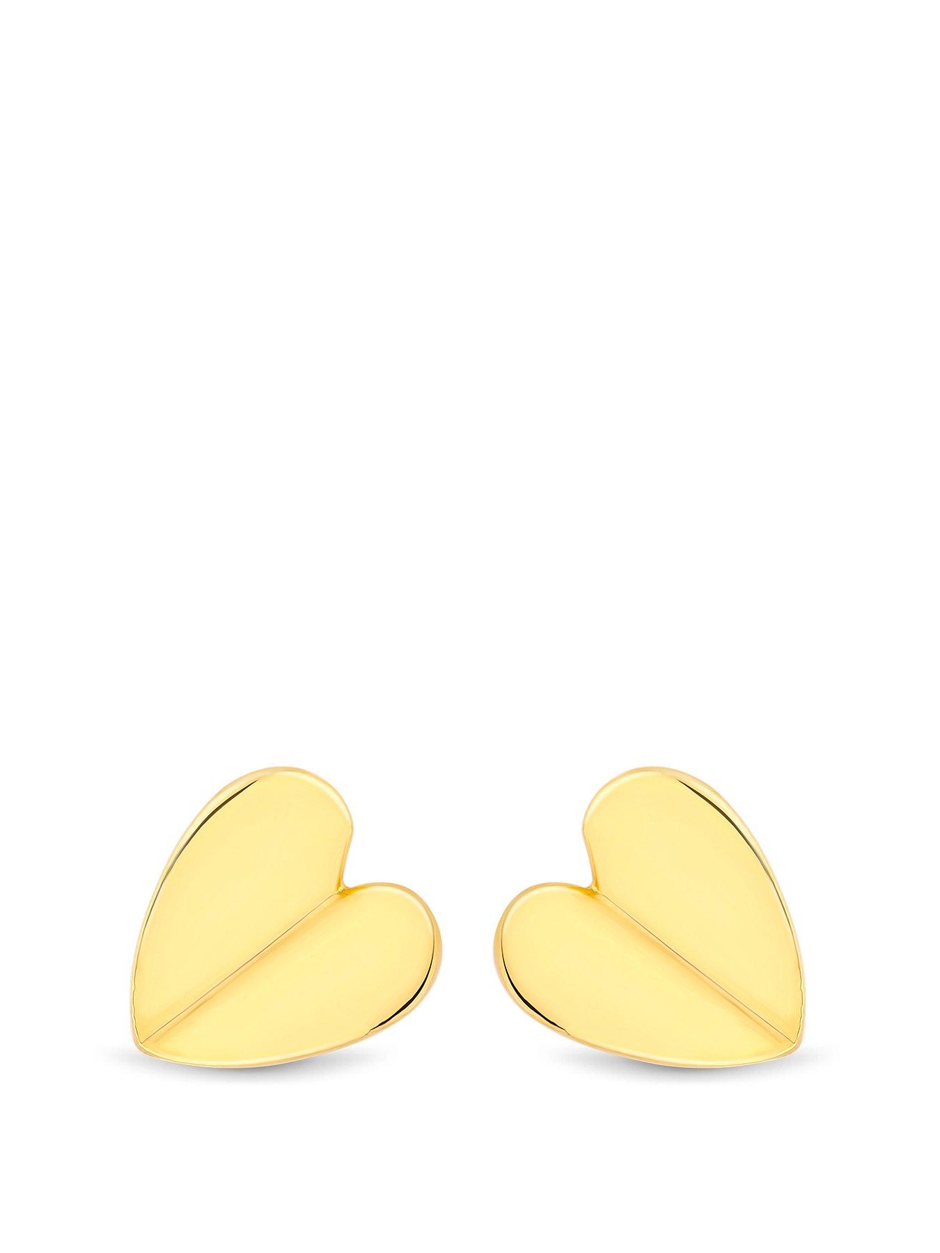Product photograph of Simply Silver Gold Plated Sterling Silver 925 Heart Stud Earrings from very.co.uk