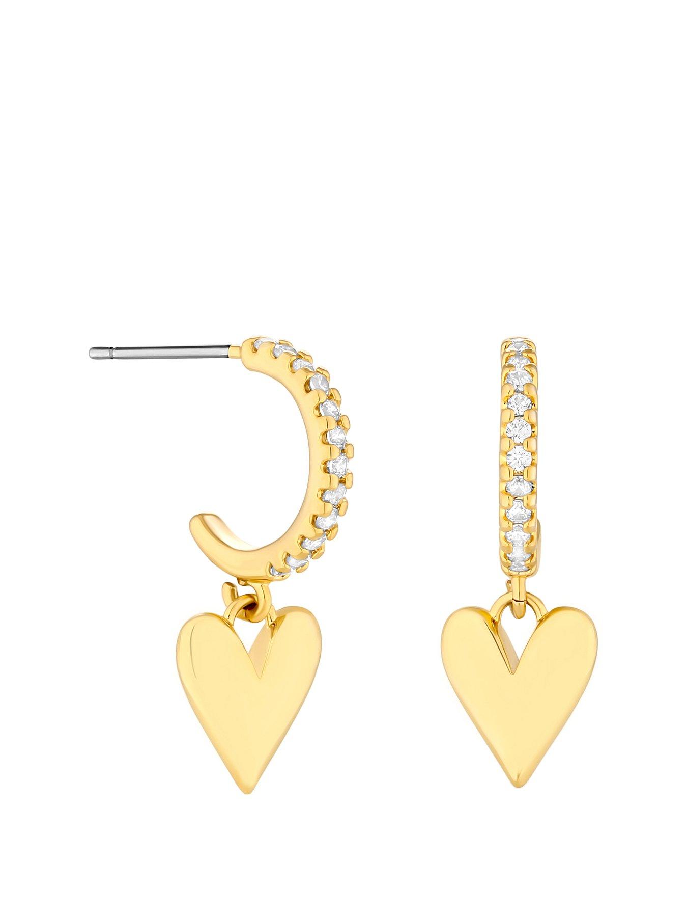 Product photograph of Simply Silver Gold Plated Sterling Silver 925 Mini Heart Huggie Earrings from very.co.uk