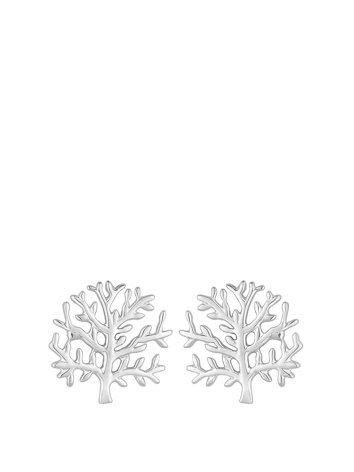 Product photograph of Simply Silver Sterling Silver 925 Tree Of Love Stud Earrings from very.co.uk
