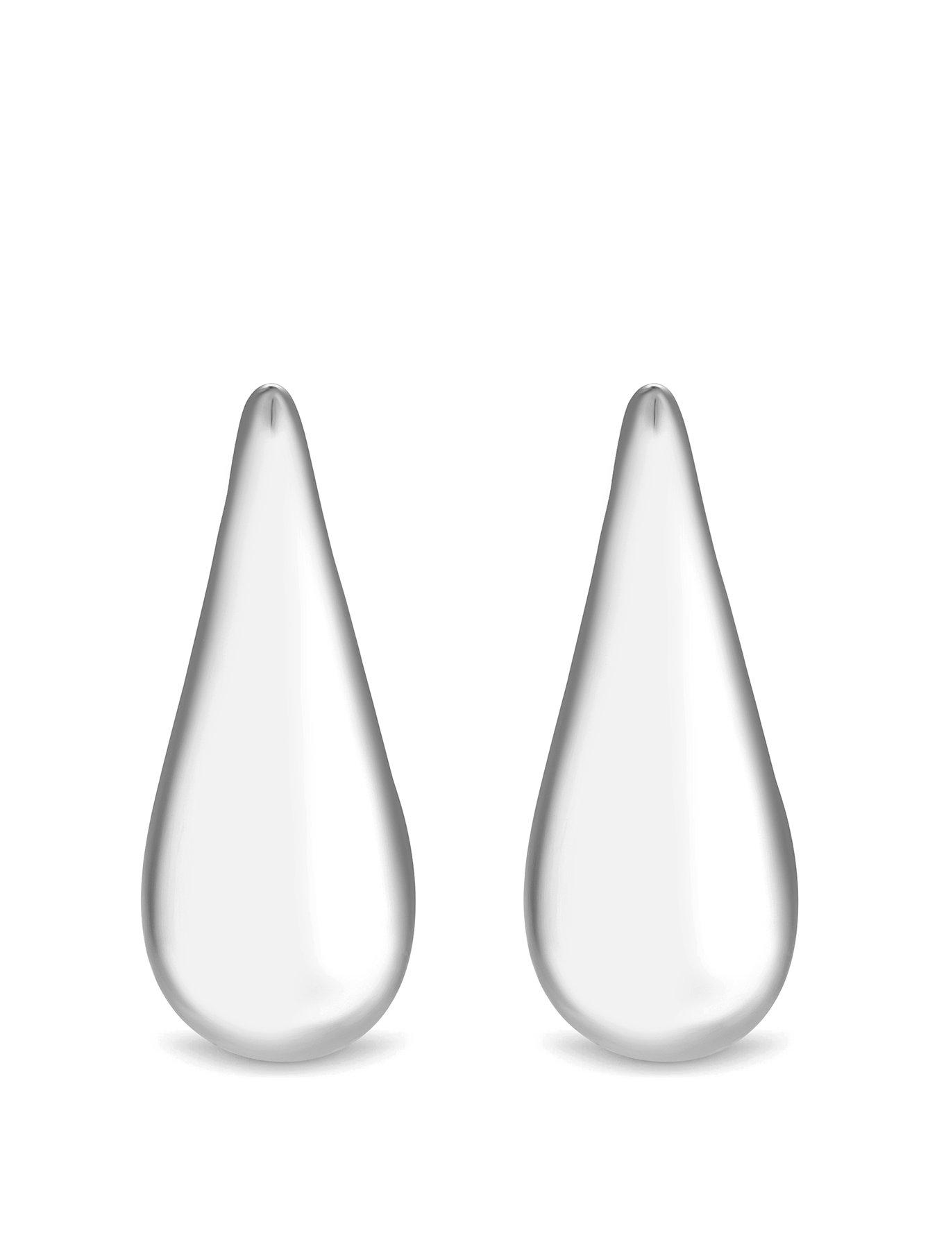 Product photograph of Inicio Sterling Silver Plated Teardrop Earrings With Gift Pouch from very.co.uk