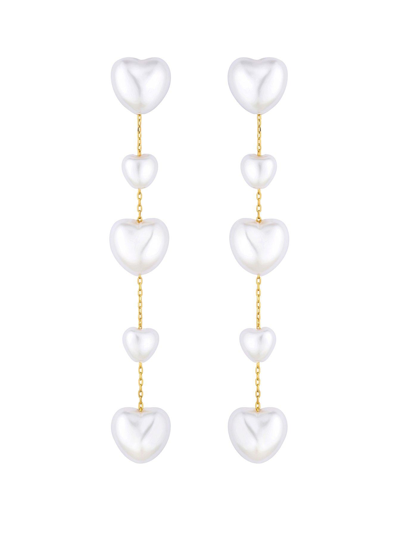 Product photograph of Jon Richard Gold Plated Multi Heart Drop Earrings from very.co.uk