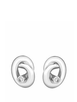 jon richard rhodium plated crystal knot earrings