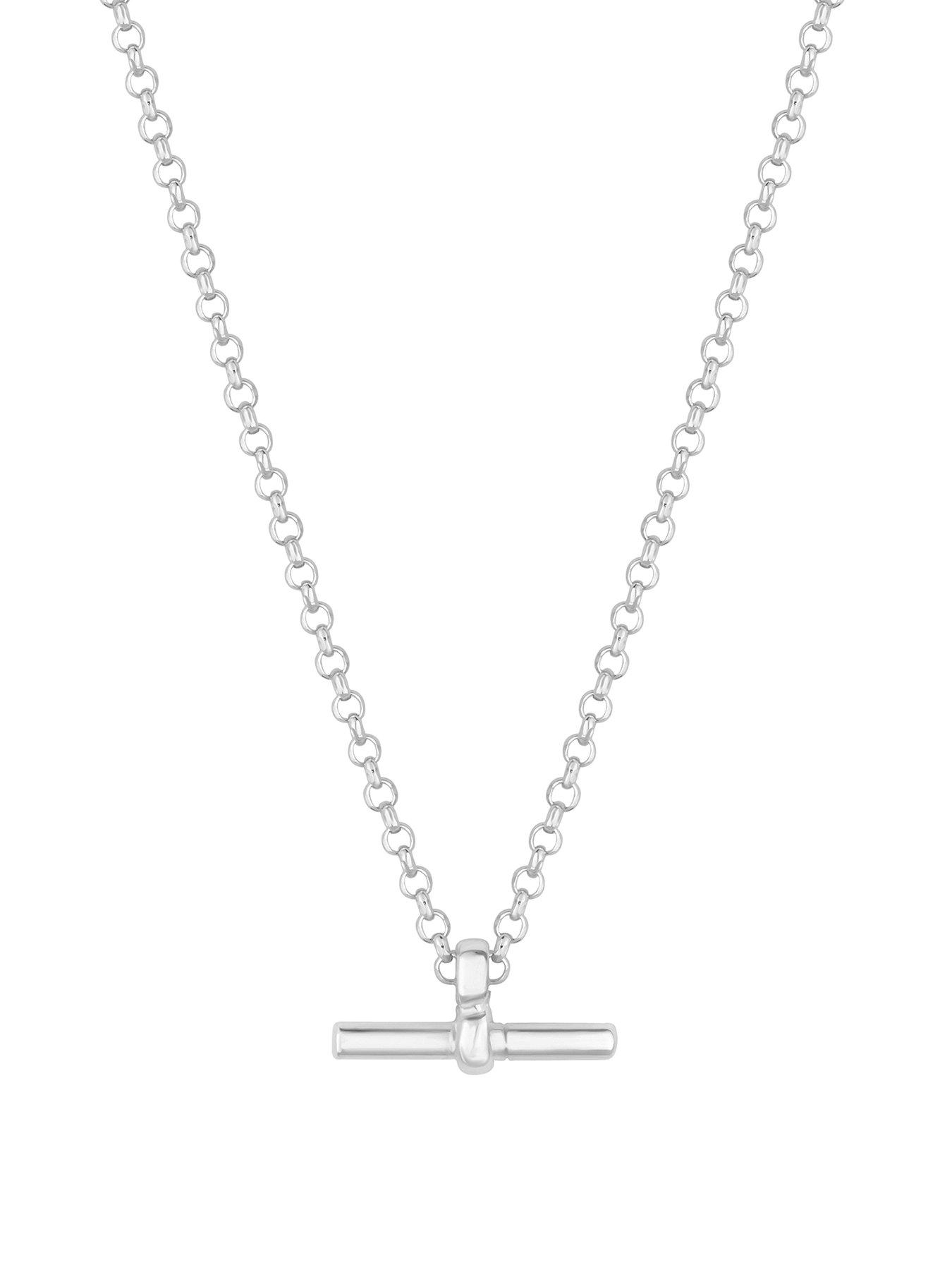 Product photograph of Simply Silver Sterling Silver 925 T Bar Pendant Necklace from very.co.uk