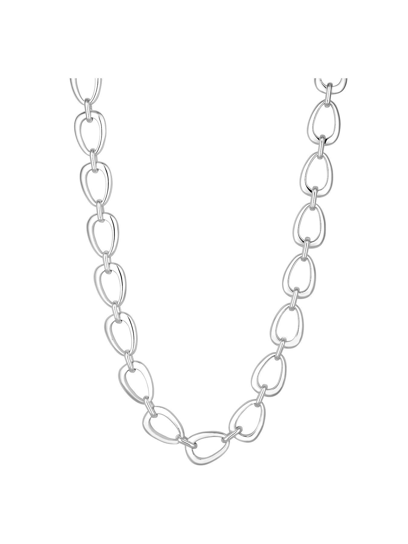 Product photograph of Inicio Sterling Silver Plated Open Linked Necklace - Gift Pouch from very.co.uk