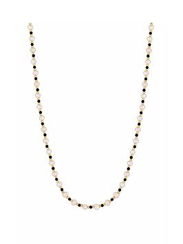jon richard freshwater pearl and black bead 14" necklace