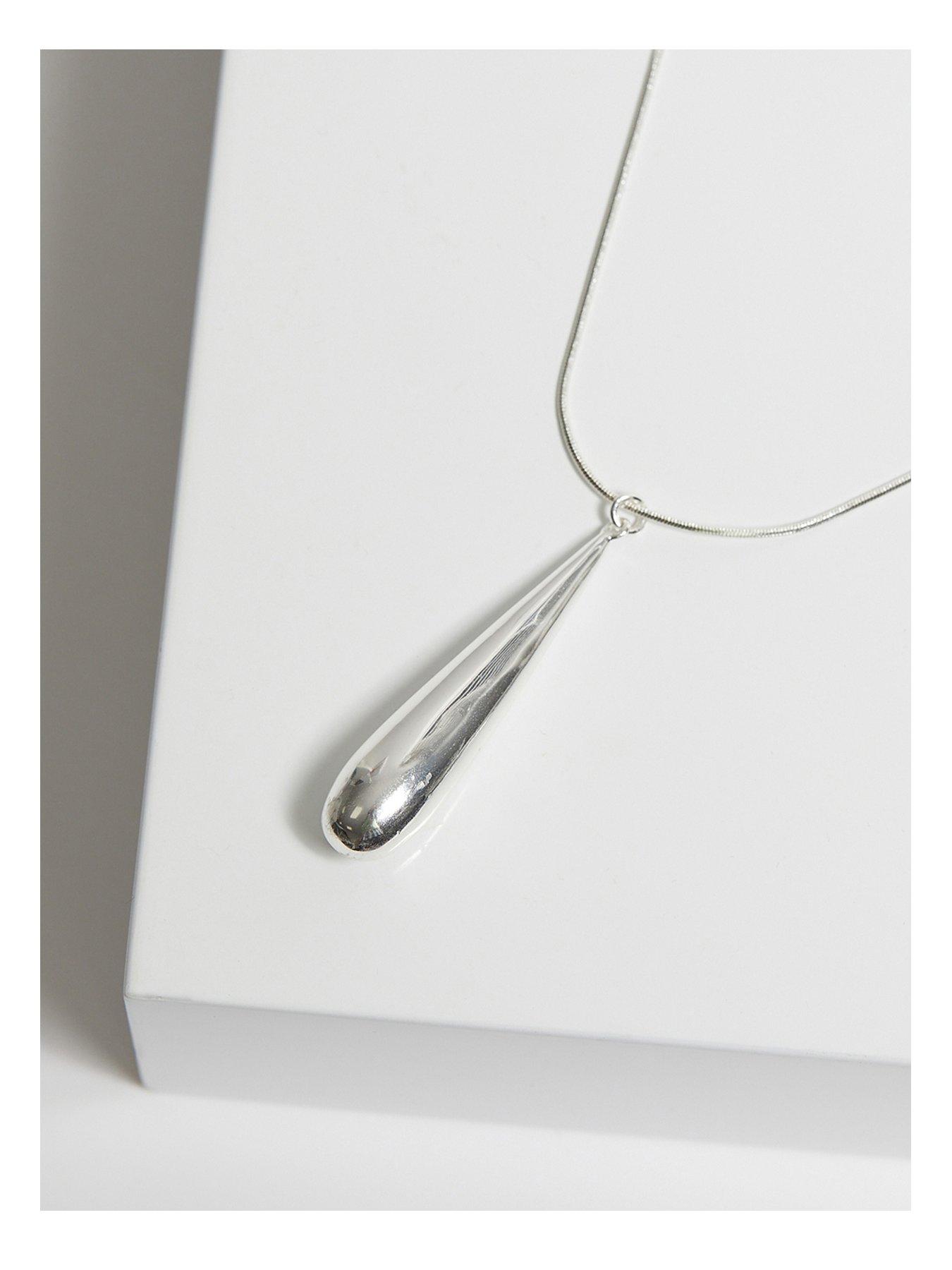 Product photograph of Inicio Sterling Silver Plated Y Drop Necklace - Gift Pouch from very.co.uk