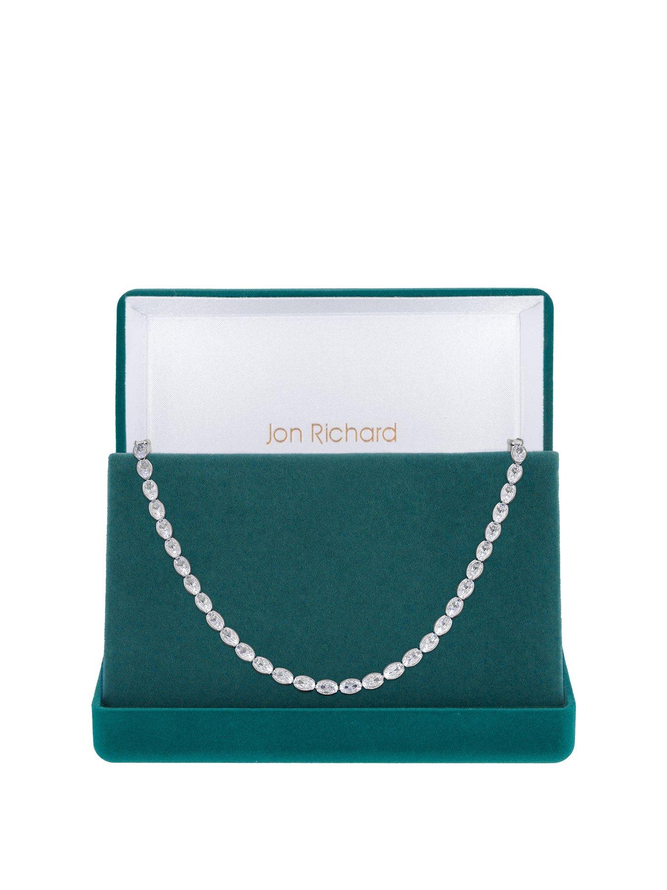 Product photograph of Jon Richard Rhodium Plated And Cubic Zirconia Tennis Necklace from very.co.uk