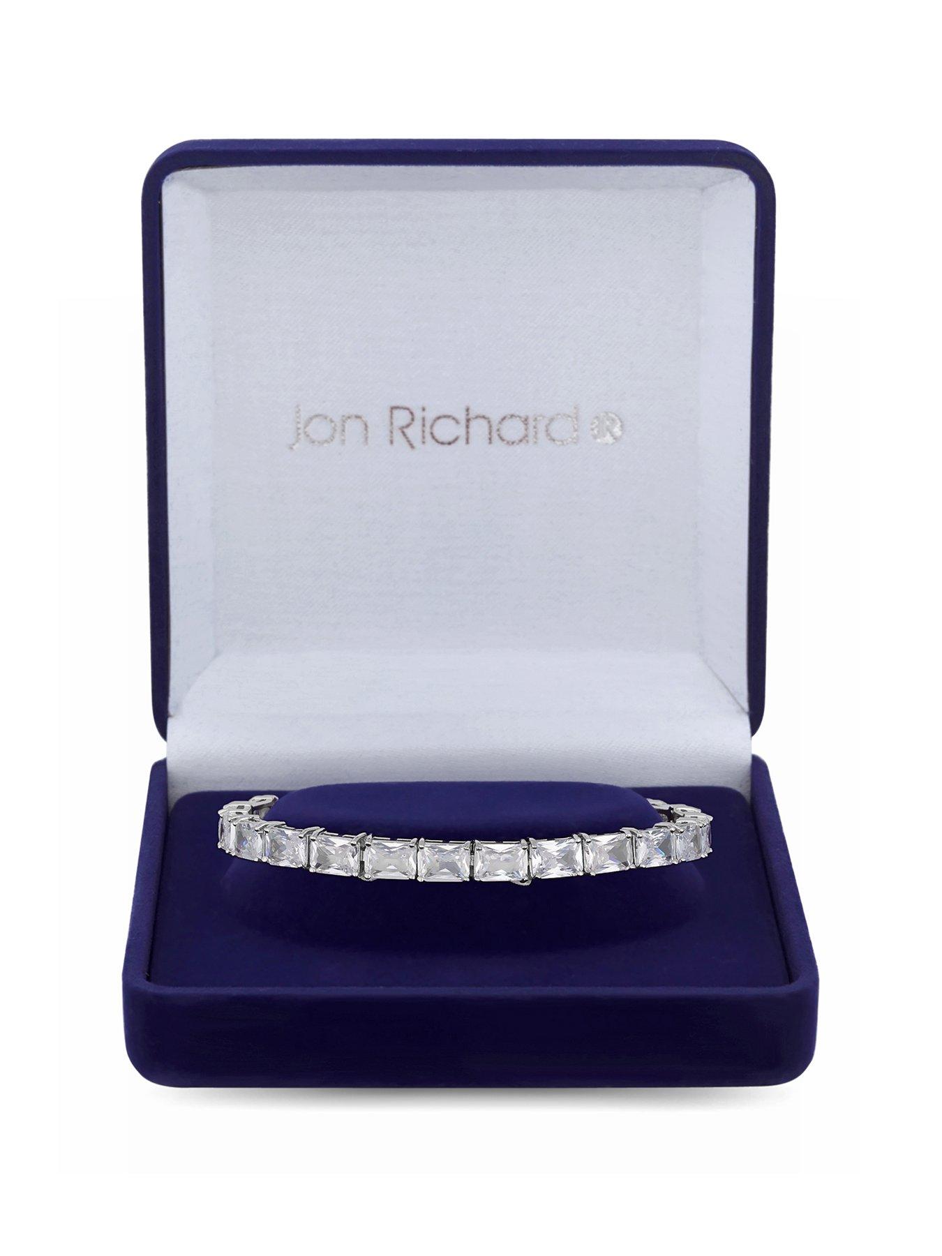 Product photograph of Jon Richard Rhodium Plated Cubic Zirconia Baguette Bracelet - Gift Boxed from very.co.uk