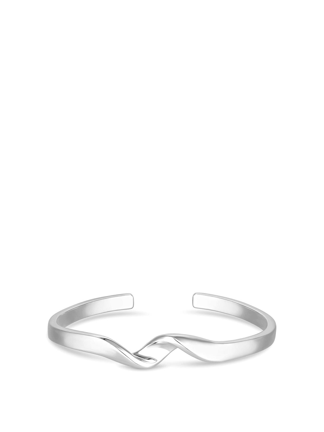 Inicio Sterling Silver Plated Twisted Bangle Bracelet with Gift Pouch