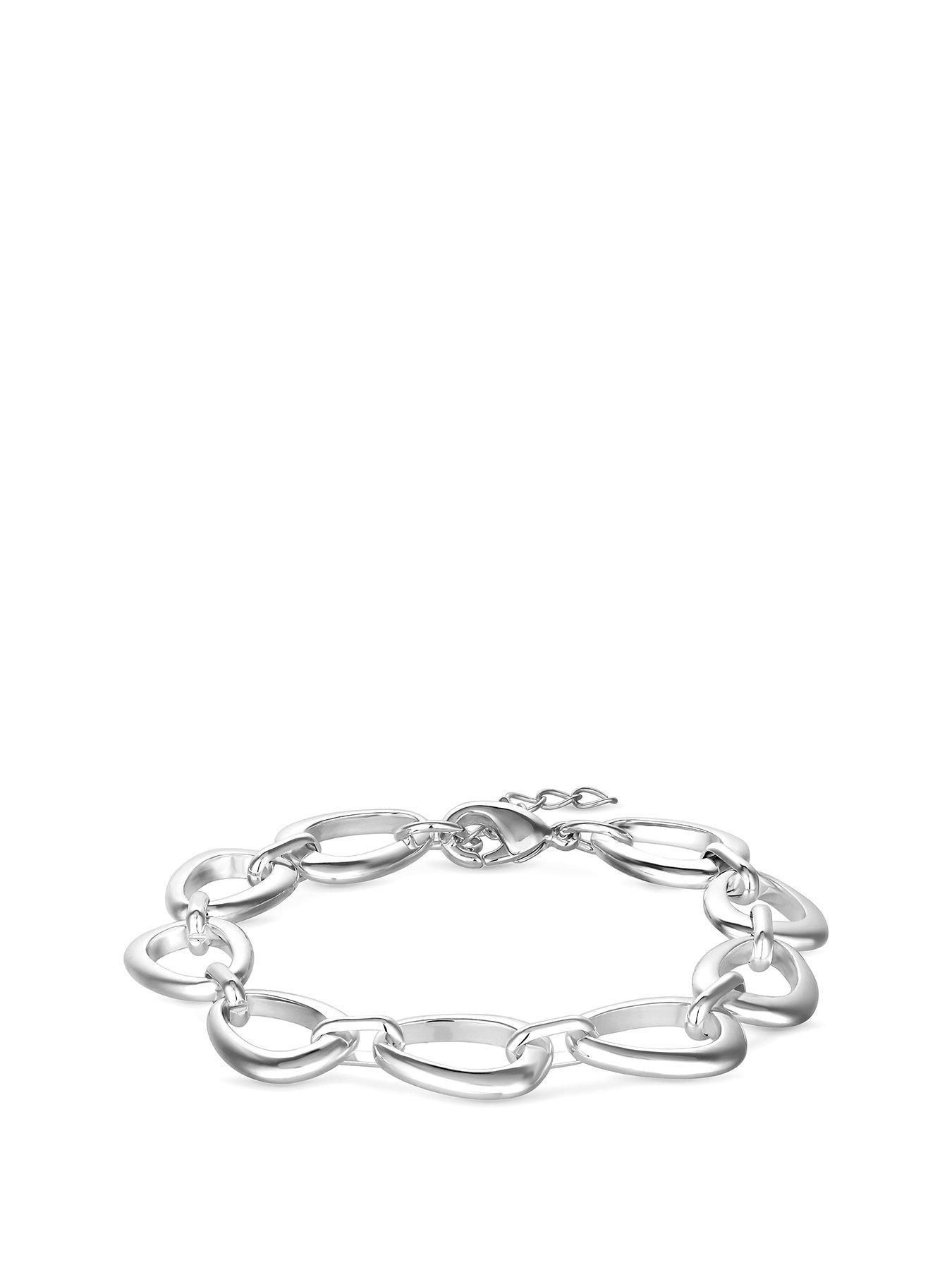 Product photograph of Inicio Sterling Silver Plated Open Linked Bracelet - Gift Pouch from very.co.uk
