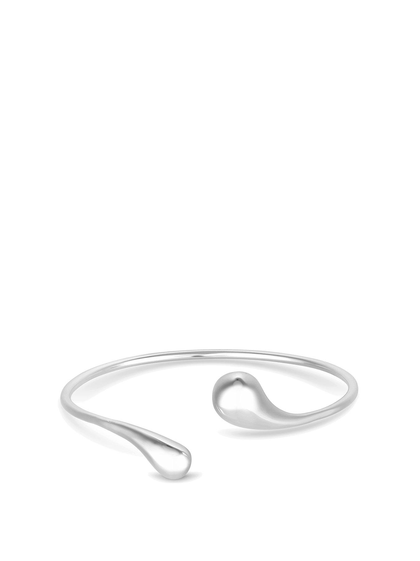 Product photograph of Inicio Sterling Silver Plated Bangle Bracelet With Gift Pouch from very.co.uk