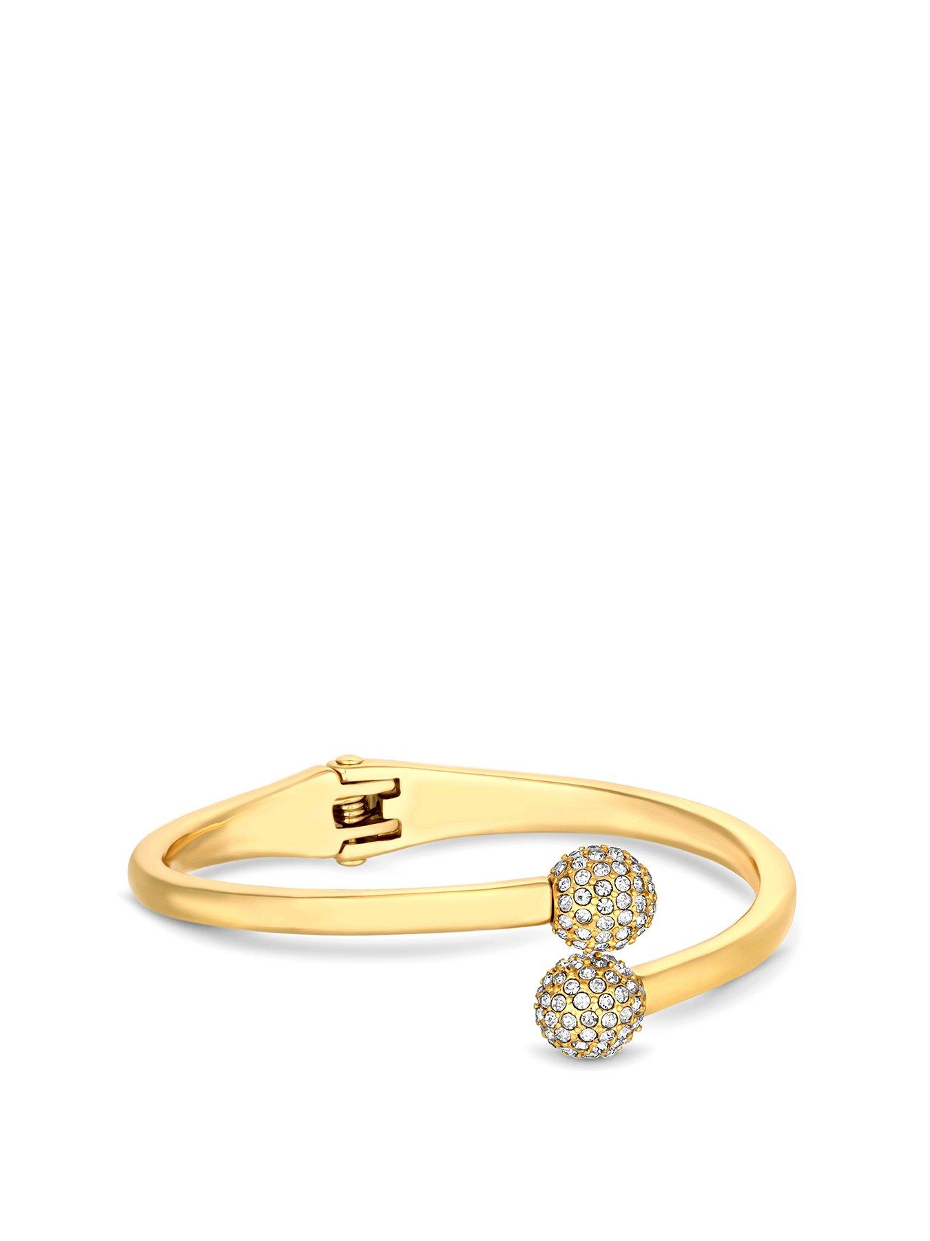 Product photograph of Jon Richard Gold Plated Crystal Ball Bangle Bracelet from very.co.uk