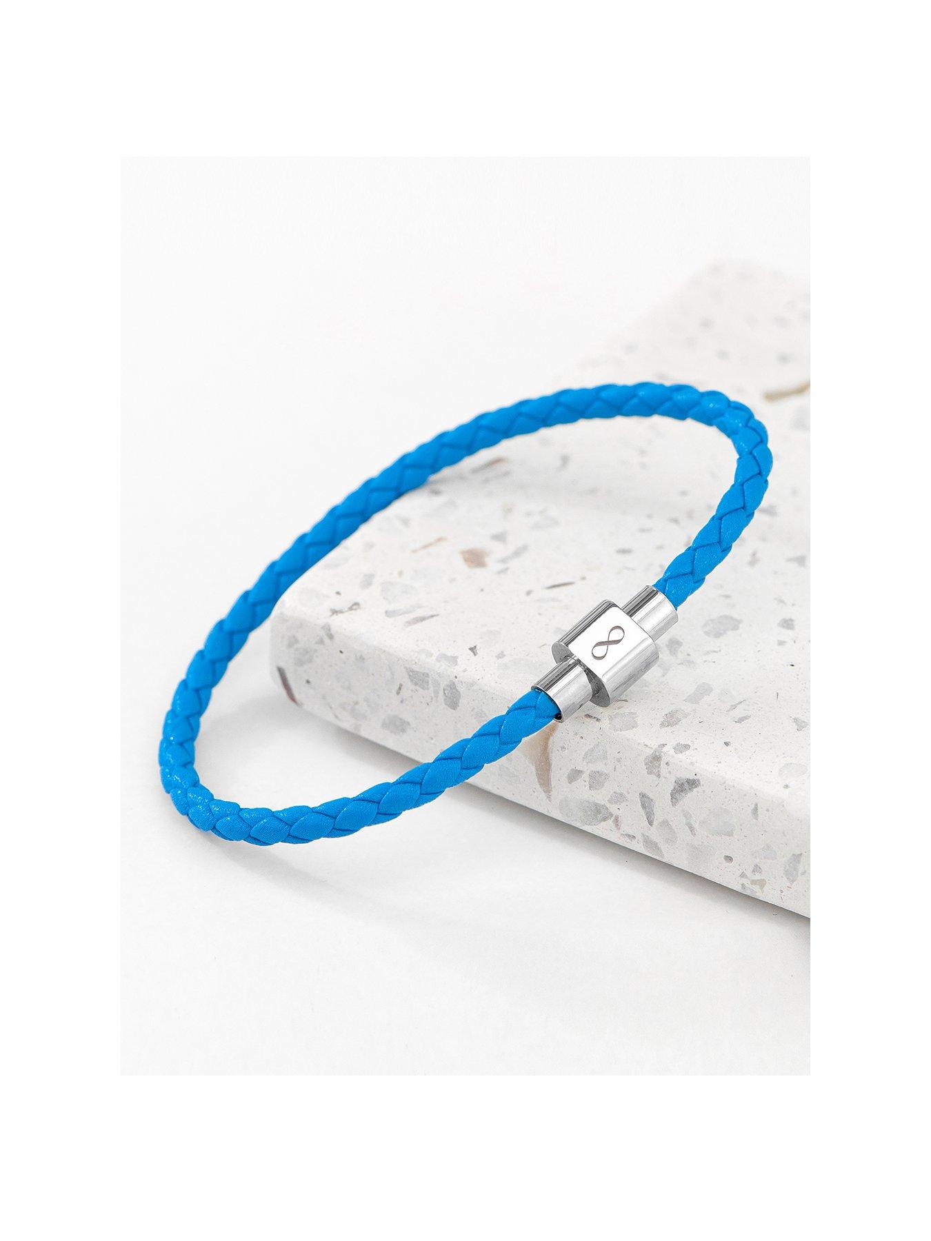 undefined Personalised Men's Infinity Woven Leather Bracelet - Blue