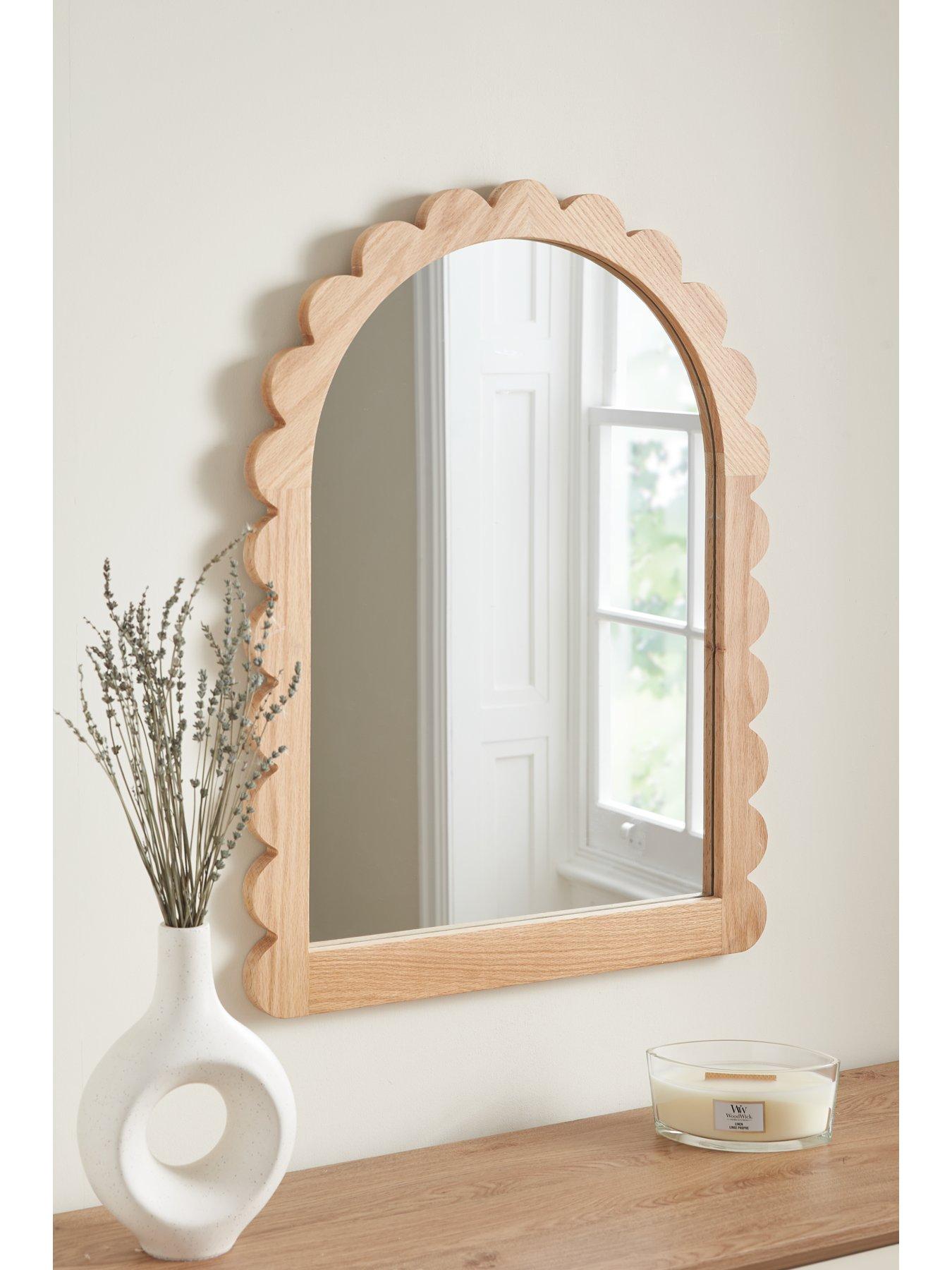 Product photograph of Very Home Scalloped Wooden Mirror 60x80cm from very.co.uk