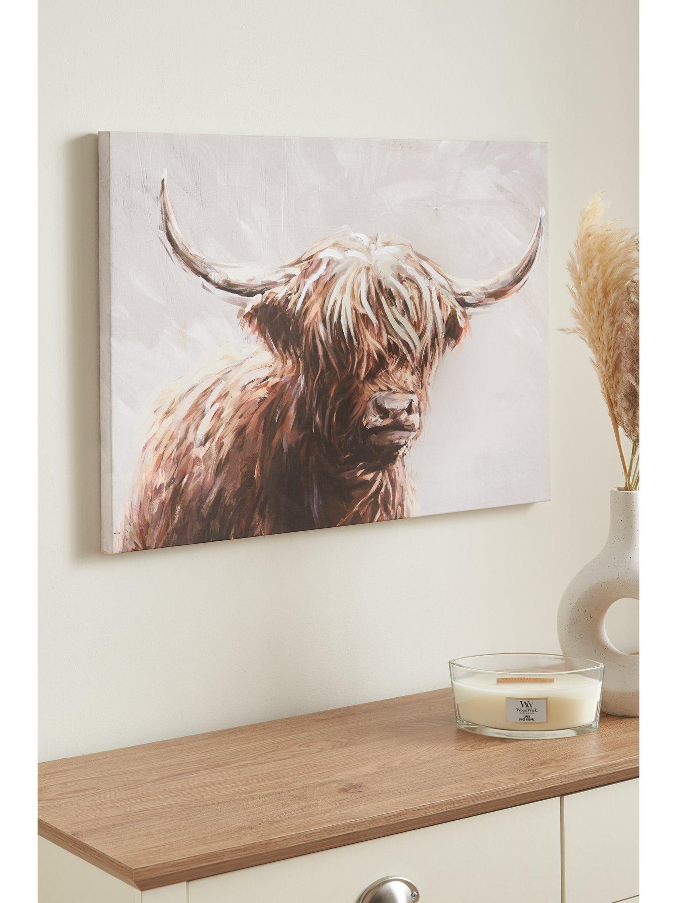 Product photograph of Very Home Printed Highland Cow Canvas from very.co.uk