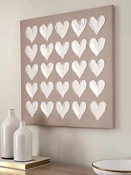 Product photograph of Very Home Printed Canvas White Hearts from very.co.uk