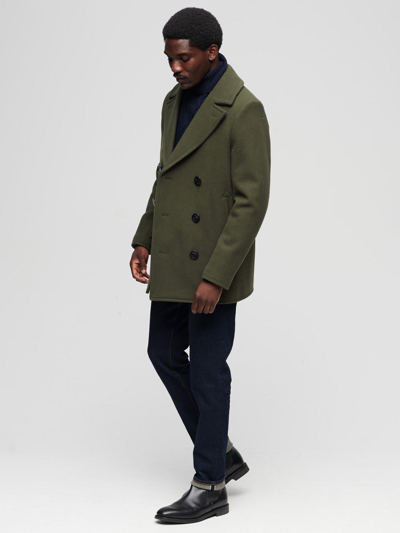 Superdry Merchant Store Wool Pea Coat Dark Green very