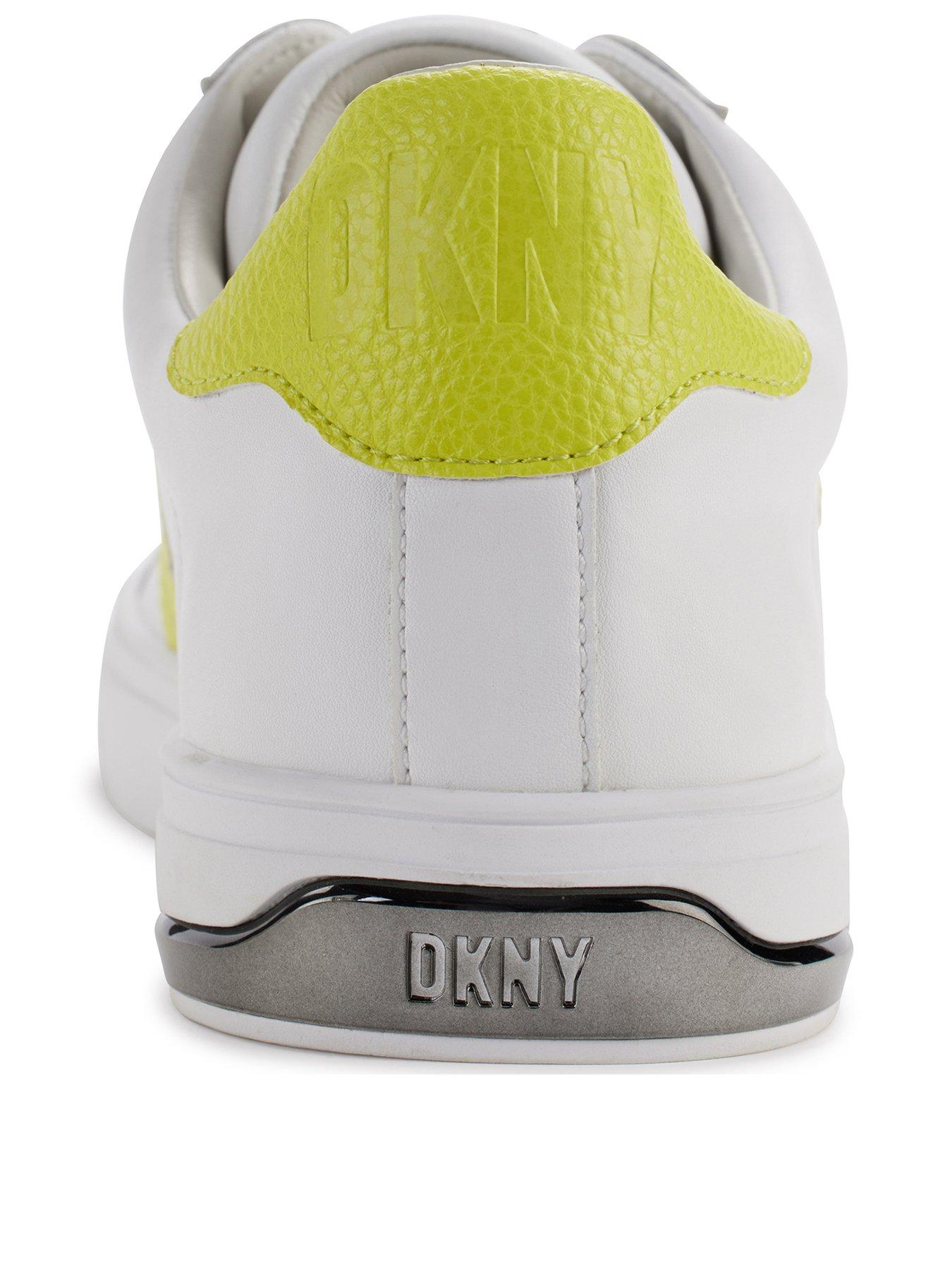 DKNY Abeni Lace Up Sneaker Wht fluoro Yellow Very