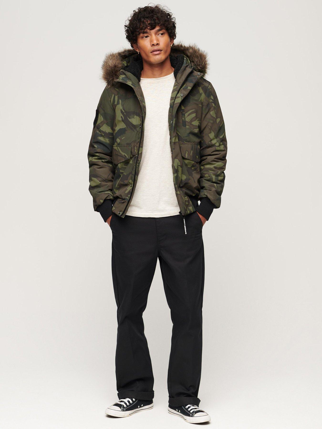 Green padded coat with fur hood hot sale