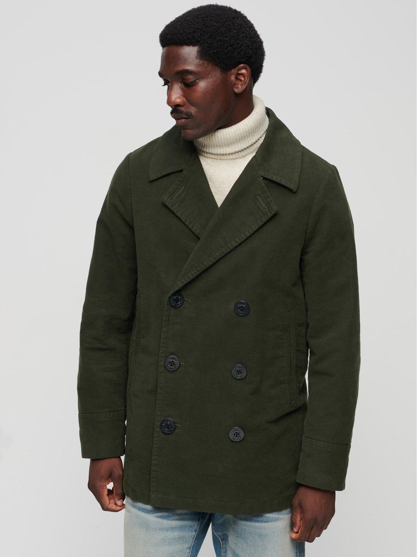 Merchant Store Moleskin Pea Coat Dark Green