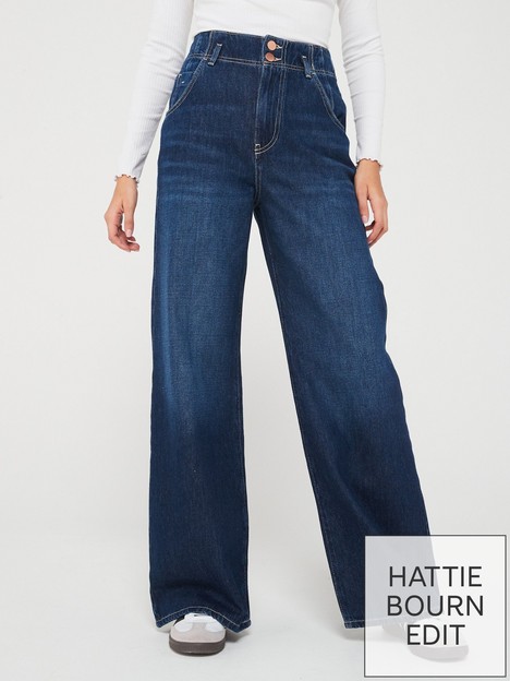 v-by-very-x-hattie-bournnbspdouble-button-wide-leg-jeans-dark-wash-blue