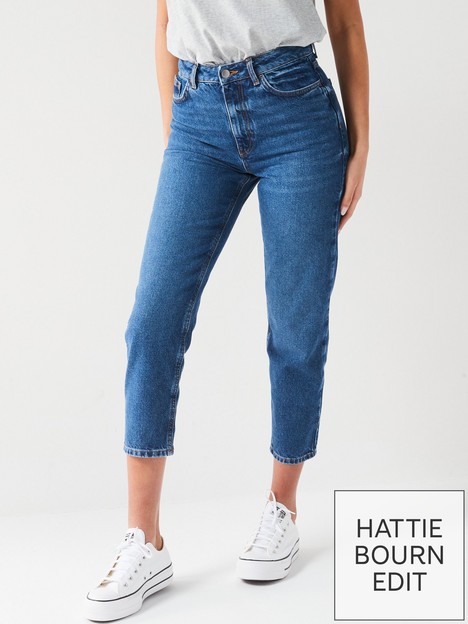 v-by-very-x-hattie-bournnbsphigh-waist-mom-jeans-dark-bluenbspwash