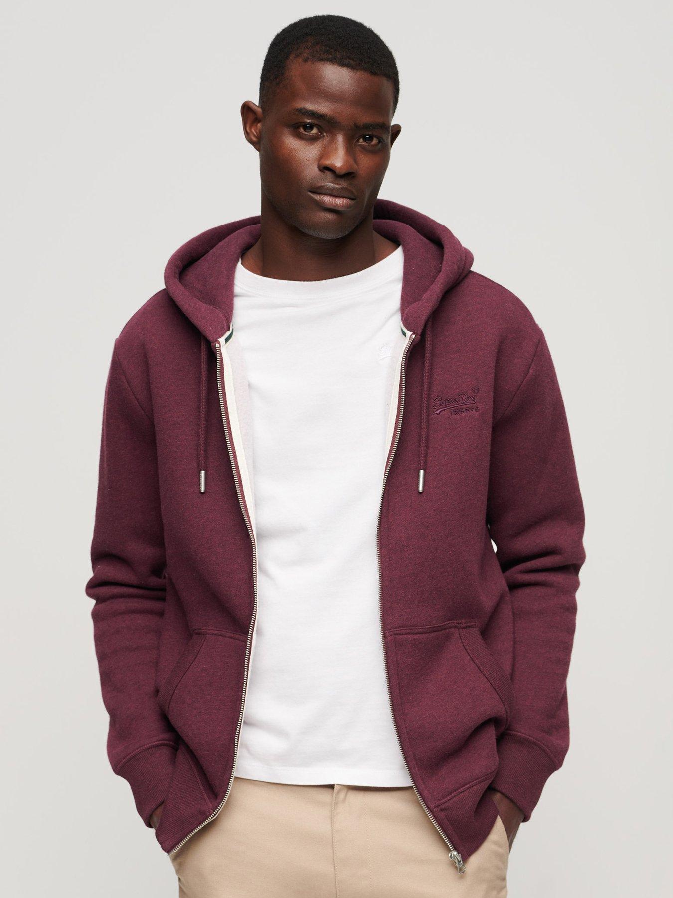 Superdry Essential Logo Zip Hoodie Dark Red very