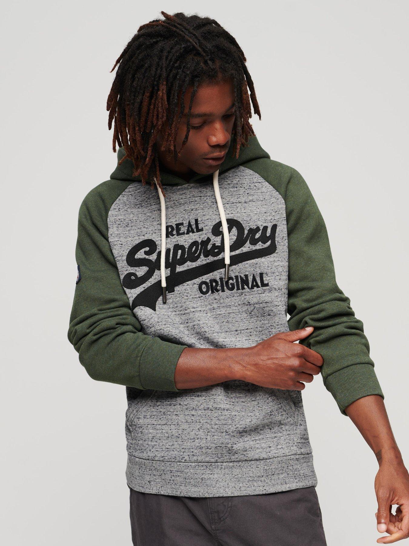 Superdry Athletic Vintage Logo Raglan Hoodie - Grey