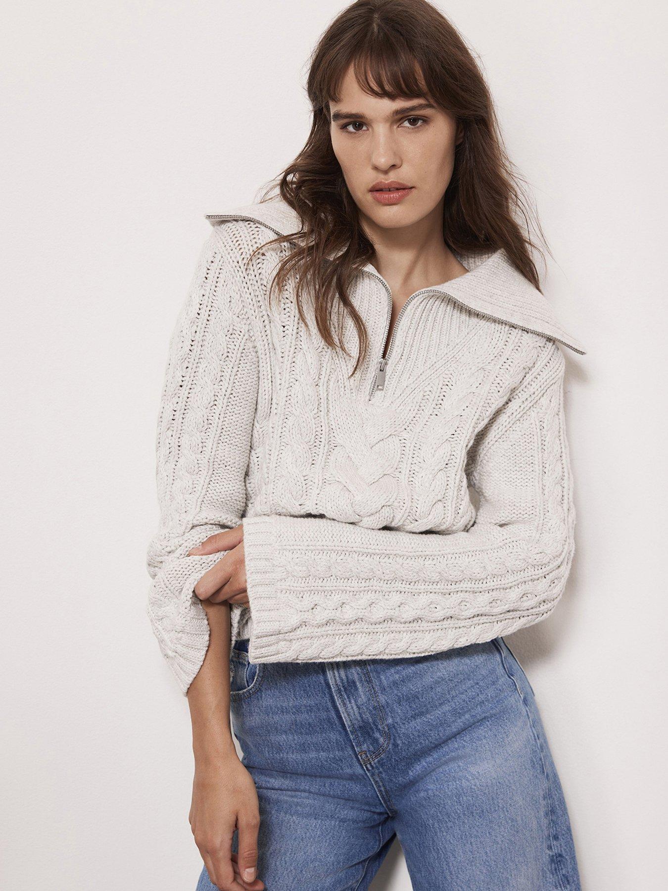 Grey Wide Collar Cable Jumper