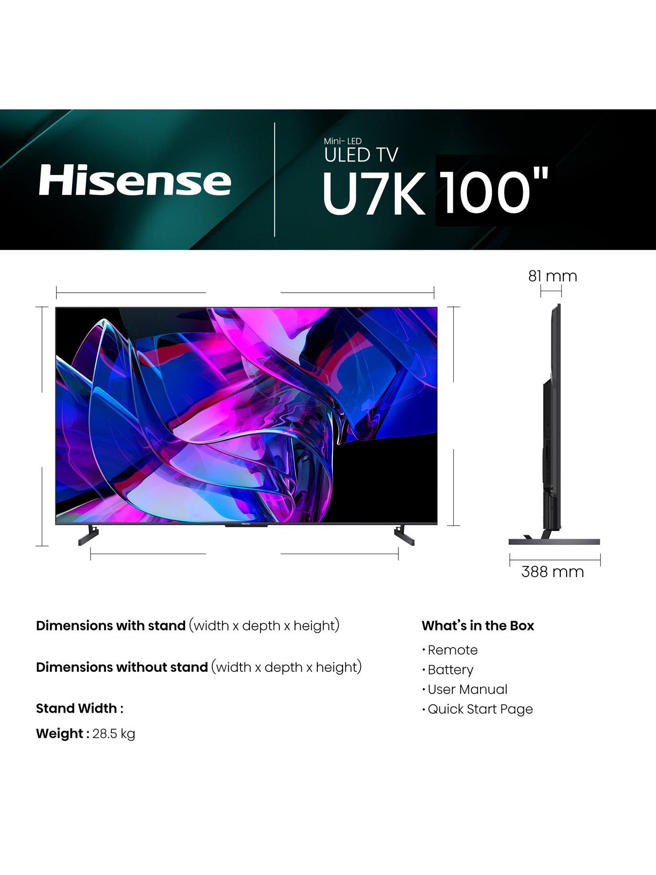 Image 6 of 7 of Hisense 100U7KQTUK U7K 100-inch, 4K Ultra HD HDR, Mini-LED, Smart TV