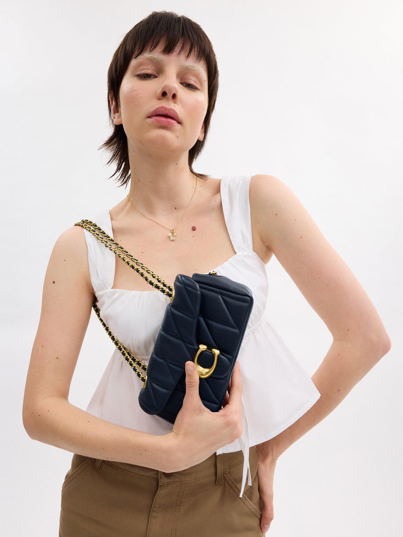 COACH Tabby Quilted Shoulder Bag 20 With Chain Black Very