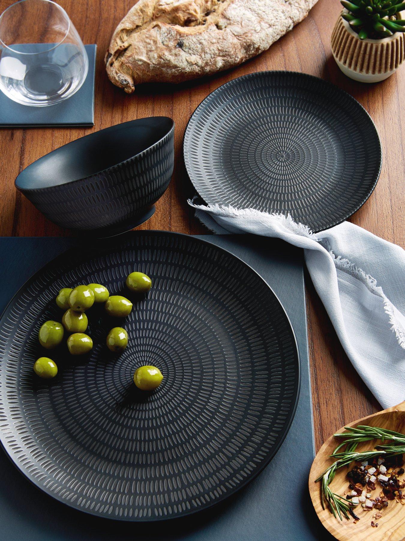 undefined Pierre 12-Piece Dinner Set - Charcoal