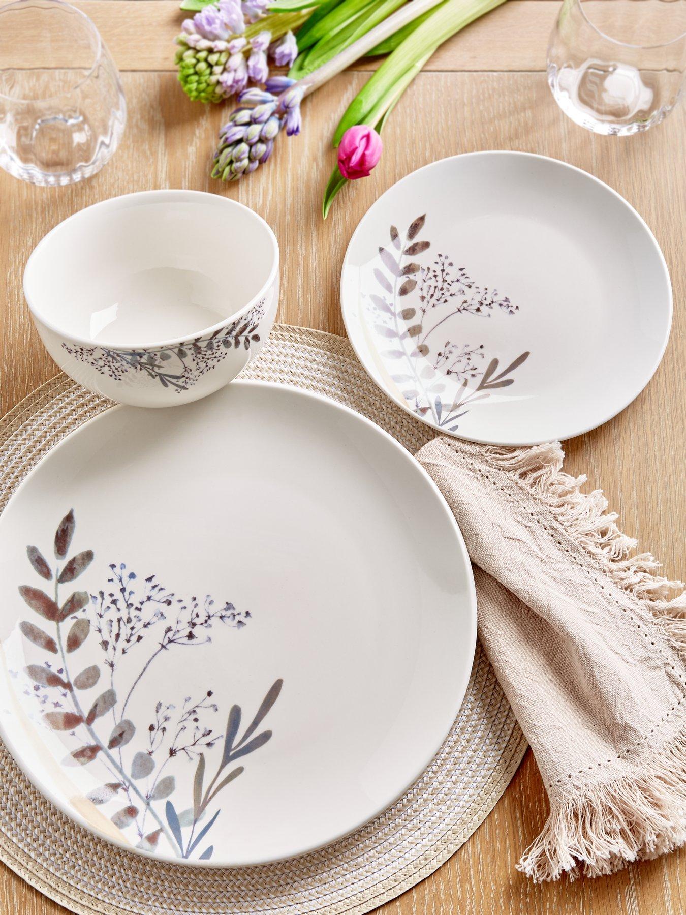 Product photograph of Very Home Dried Flowers 12-piece Dinner Set from very.co.uk